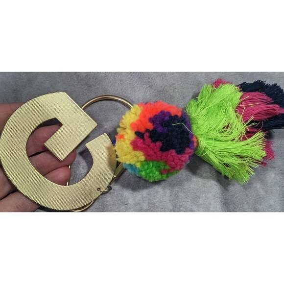 Jane Marie G Initial Rainbow Keychain With Pompom Tassel - Picture 10 of 10